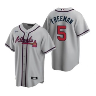 Men's #5 Freddie Freeman Atlanta Braves Cool Base Jersey Gray