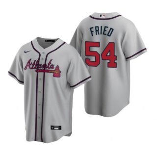 Men's #54 Max Fried Atlanta Braves Cool Base Jersey Gray