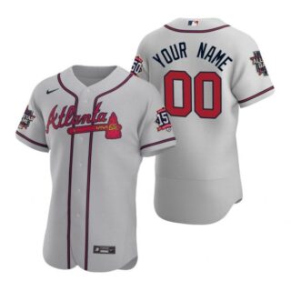 Men's Custom Atlanta Braves Flex Base All Star Jersey Gray