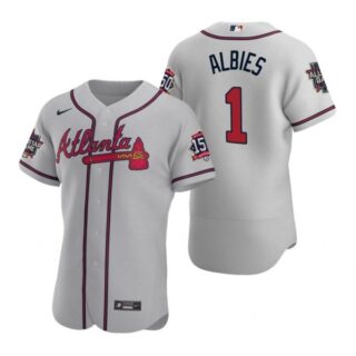 Men's Ozzie Albies Atlanta Braves Flex Base All Star Jersey Gray