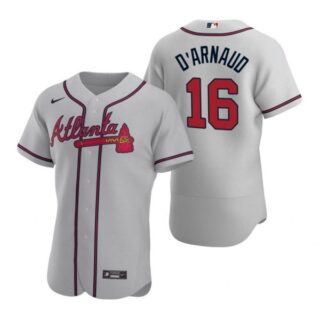 Men's Travis D'Arnaud Atlanta Braves Flex Base Jersey Gray