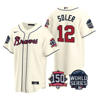 Youth Atlanta Braves Jorge Soler 2021 World Series Stitched Jersey Cool Base Cream