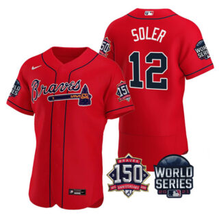 Men's Atlanta Braves Jorge Soler 2021 World Series Stitched Jersey Flex Base Red