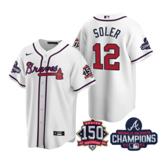 Youth Atlanta Braves Jorge Soler 2021 World Series Champions Stitched Jersey Cool Base White Home