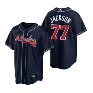 Men's #77 Luke Jackson Atlanta Braves Cool Base Jersey Navy