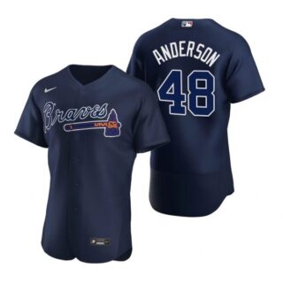 Men's Ian Anderson Atlanta Braves Flex Base Jersey Navy