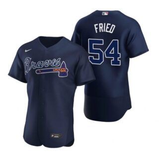 Men's #54 Max Fried Atlanta Braves Flex Base Jersey Navy