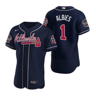 Men's Ozzie Albies Atlanta Braves Flex Base All Star Jersey Navy