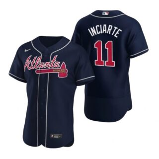 Men's #11 Ender Inciarte Atlanta Braves Flex Base Jersey Navy Red