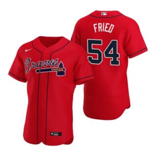 Men's #54 Max Fried Atlanta Braves Flex Base Jersey Red