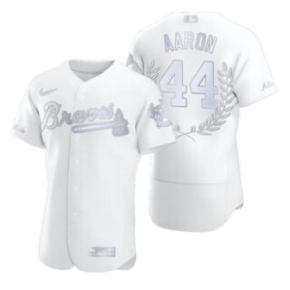Men's Hank Aaron Atlanta Braves Flex Base Jersey White Award