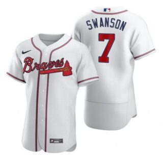 Men's #7 Dansby Swanson Atlanta Braves Flex Base Jersey White