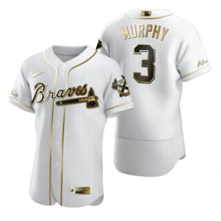Men's Dale Murphy Atlanta Braves Flex Base Jersey White Golden