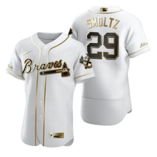 Men's John Smoltz Atlanta Braves Flex Base Jersey White Golden
