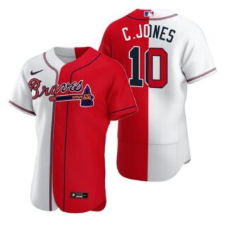Men's #10 Chipper Jones Atlanta Braves Flex Base Jersey Red