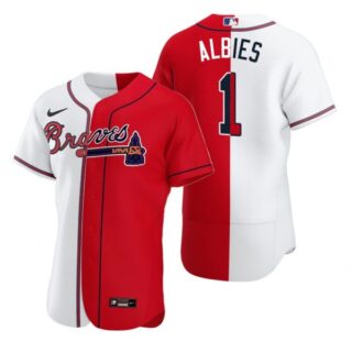 Men's #1 Ozzie Albies Atlanta Braves Flex Base Jersey Red