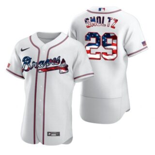 Men's John Smoltz Atlanta Braves Flex Base Jersey White Stars