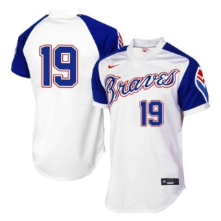 Men's #19 Shane Greene Atlanta Braves Cool Base Jersey White Throwback