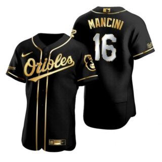 Men's Trey Mancini Baltimore Orioles Flex Base Jersey Black Golden