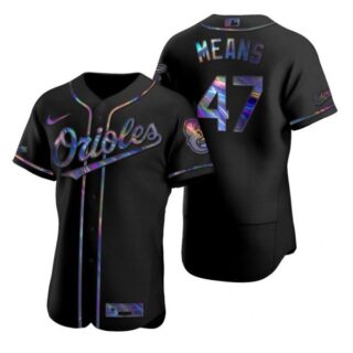 Men's John Means Baltimore Orioles Flex Base Jersey Black Holographic
