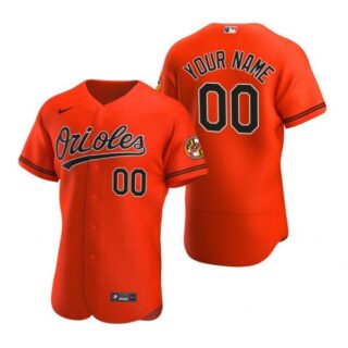 Men's Custom Baltimore Orioles Flex Base Jersey Orange