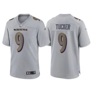 Men's Baltimore Ravens Justin Tucker Gray Atmosphere Fashion Stitched Jersey