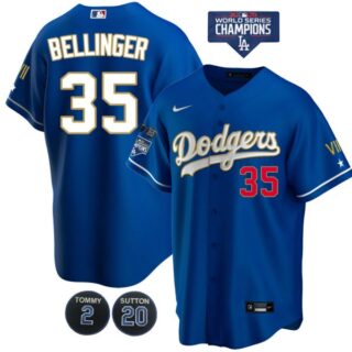 Men's Los Angeles Dodgers Cody Bellinge Jersey World Series Champions Special Edition Royal Gold