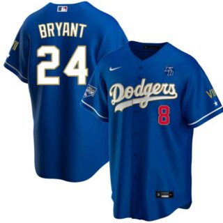 Men's Los Angeles Dodgers Kobe Bryant Jersey World Series Champions Special Edition Royal Gold