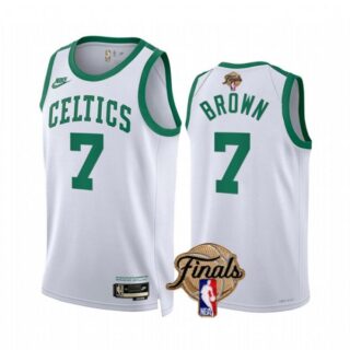Men's Boston Celtics Jaylen Brown 2022 NBA Finals Stitched Jersey - White Classic
