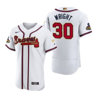 Men's Flex Base Atlanta Braves Kyle Wright 2022 Gold Program White Stitched Jersey