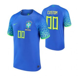 Youth Custom Brazil National Team Blue Away Soccer Jersey 2022-23