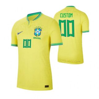 Youth Custom Brazil National Team Yellow Home Soccer Jersey 2022-23