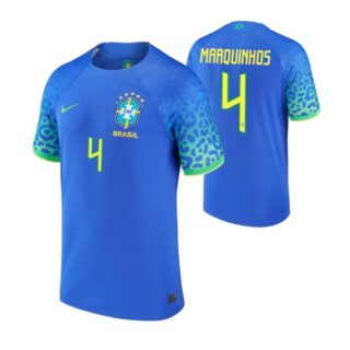 Men's Marquinhos Brazil National Team Blue Away Soccer Jersey 2022-23