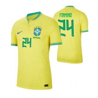 Men's Roberto Firmino Brazil National Team Yellow Home Soccer Jersey 2022-23