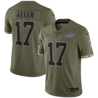 Youth Josh Allen Buffalo Bills Olive 2022 Salute To Service Jersey Stitched