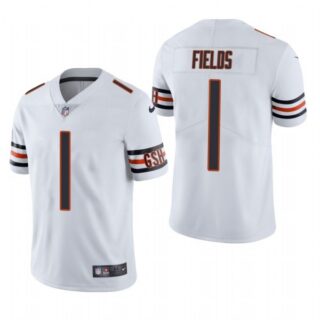 Men's #1 Justin Field Chicago Bears Vapor Limited Jersey Stitched White