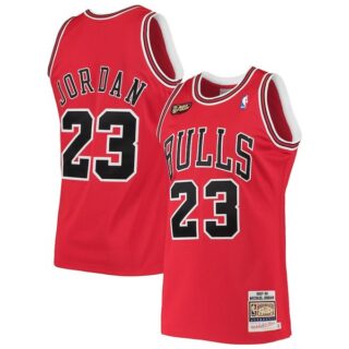 Men's Chicago Bulls #23 Michael Jordan Red NBA Final Hardwood Classics Jersey Stitched