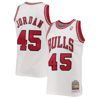 Men's Chicago Bulls #45 Michael Jordan White 1994-95 Hardwood Classics Jersey Stitched