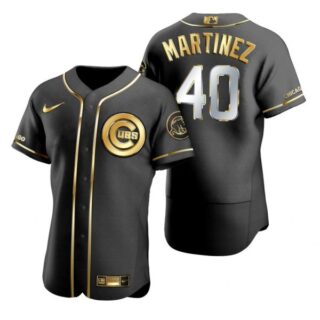 Men's Jose Martinez Chicago Cubs Flex Base Jersey Black Golden