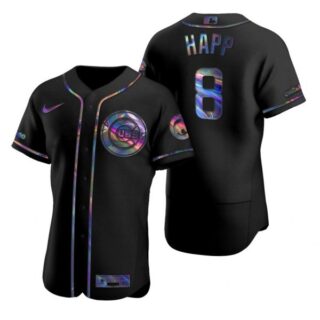 Men's Ian Happ Chicago Cubs Flex Base Jersey Black Holographic