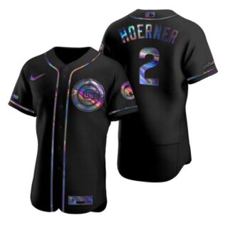 Men's Nico Hoerner Chicago Cubs Flex Base Jersey Black Holographic