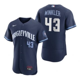 Men's - Flex Base Chicago Cubs Dan Winkler City Connect Wrigleyville Jersey Navy Stitched