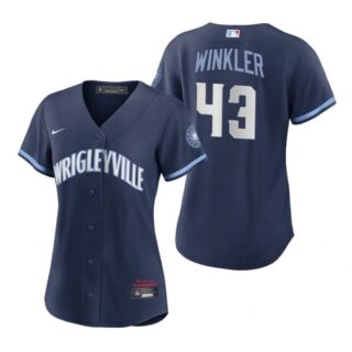 Women Chicago Cubs Dan Winkler City Connect Wrigleyville Jersey Navy Stitched