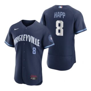 Men's - Flex Base Chicago Cubs Ian Happ City Connect Wrigleyville Jersey Navy Stitched
