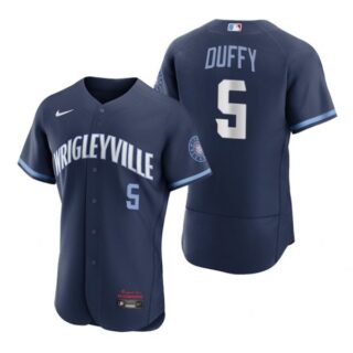 Men's - Flex Base Chicago Cubs Matt Duffy City Connect Wrigleyville Jersey Navy Stitched