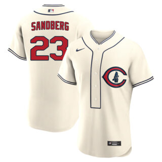 Men's Flex Base Chicago Cubs Ryne Sandberg 2022 Field of Dreams Cream Stitched Jersey With Name
