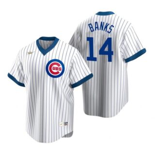 Men's Ernie Banks Chicago Cubs Cool Base Jersey White Cooperstown