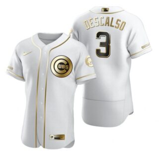 Men's Daniel Descalso Chicago Cubs Flex Base Jersey White Golden