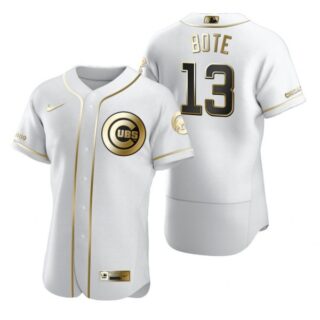 Men's David Bote Chicago Cubs Flex Base Jersey White Golden