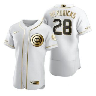 Men's Kyle Hendricks Chicago Cubs Flex Base Jersey White Golden